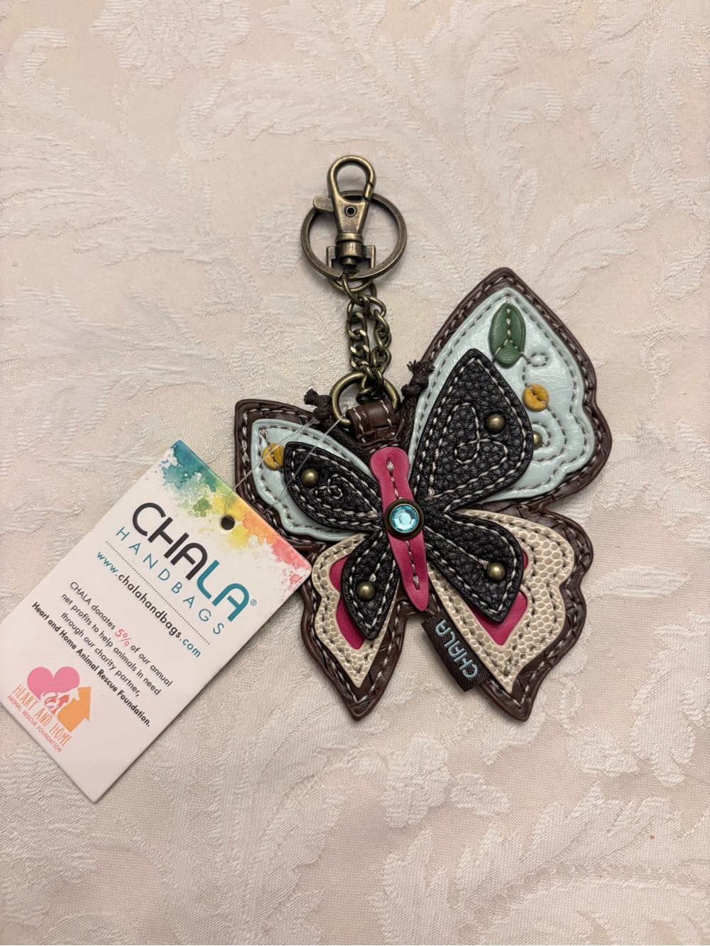CHALA Butterfly Multi-Color Leather Keychain Coin Purse - NWT